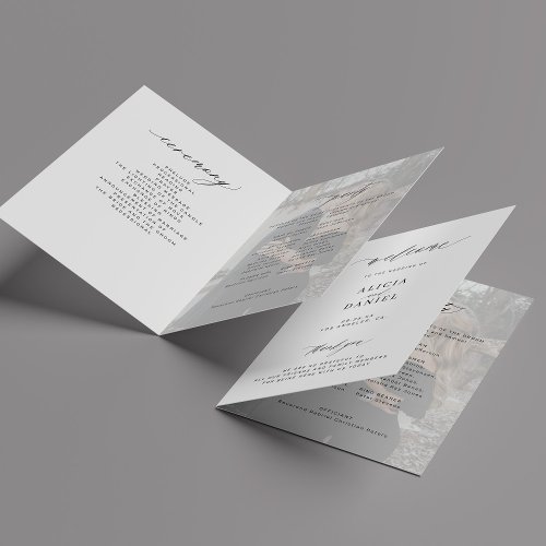Modern elegant photo folded wedding program