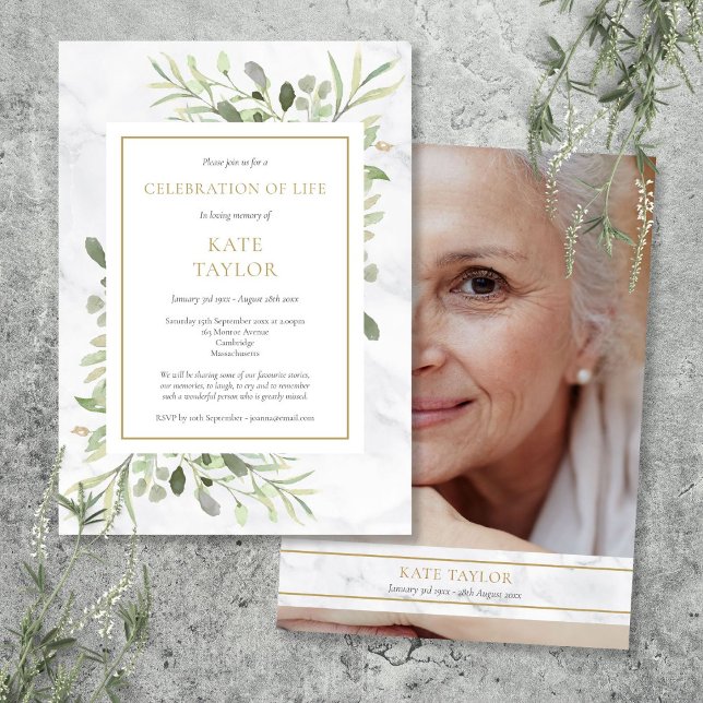 Modern Elegant Photo Funeral Celebration of Life Invitation (Modern Elegant Photo Funeral Celebration of Life Invitation)