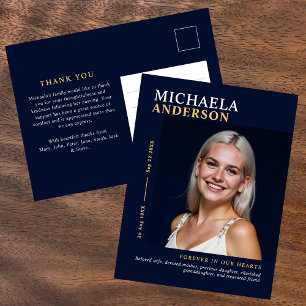 Modern Elegant Photo Funeral/Memorial Thank You Postcard