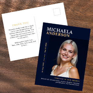 Modern Elegant Photo Funeral/Memorial Thank You Postcard