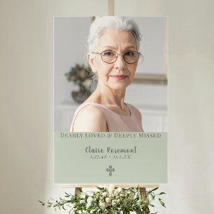 Modern Elegant Photo Funeral Sign