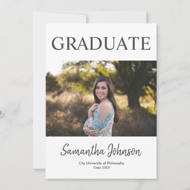 Modern Elegant Photo Graduation Announcement (Front)