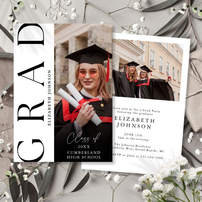 Modern Elegant Photo Graduation Party Invitation (Modern Elegant Photo Graduation Party Invitation)