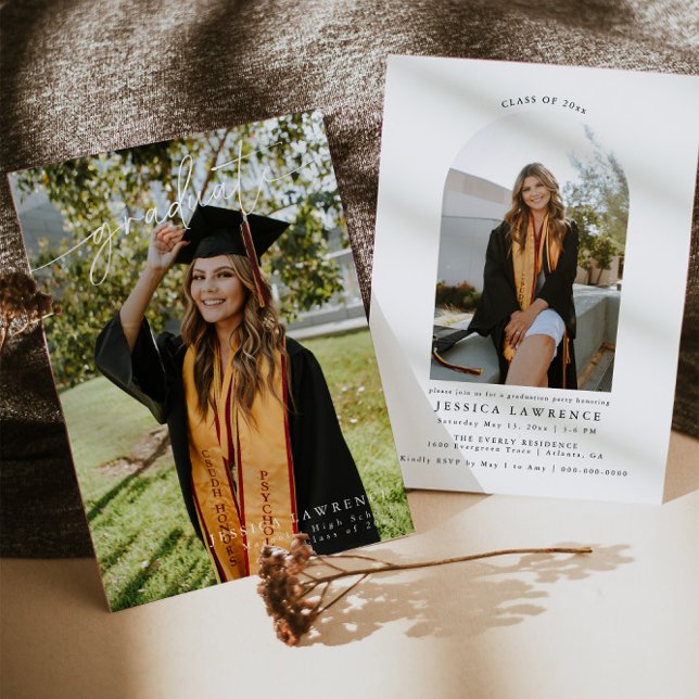 Modern Elegant Photo Graduation Party Invite (Creator Uploaded)