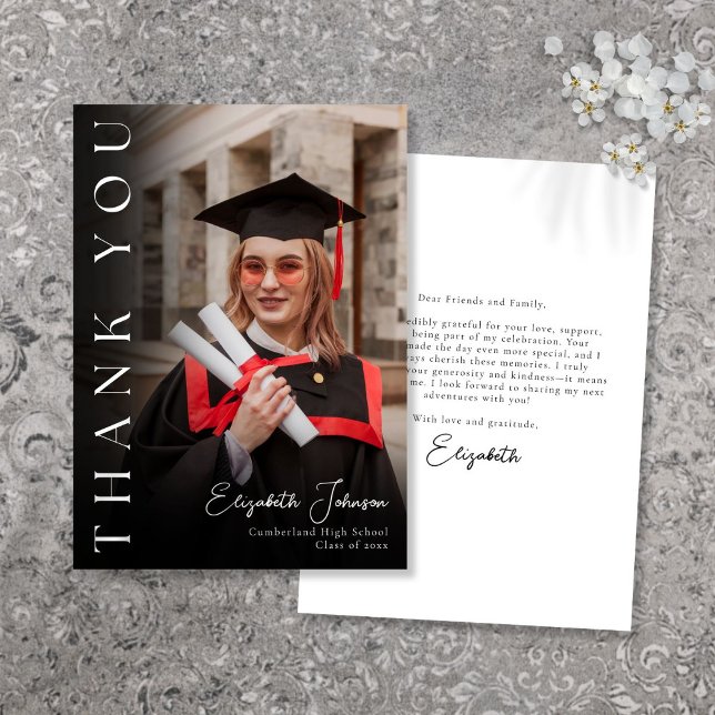 Modern Elegant Photo Graduation Thank You Card (Modern Elegant Photo Graduation Thank You Card)