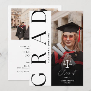Modern Elegant Photo Law School Graduation Party Invitation