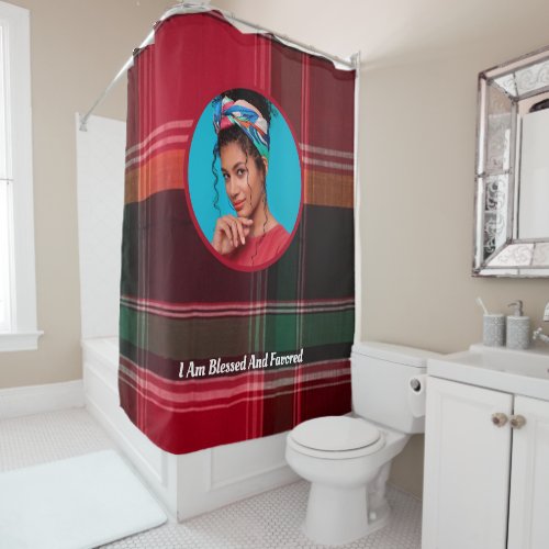 Modern Elegant Photo Madras Plaid Personalize  Shower Curtain
