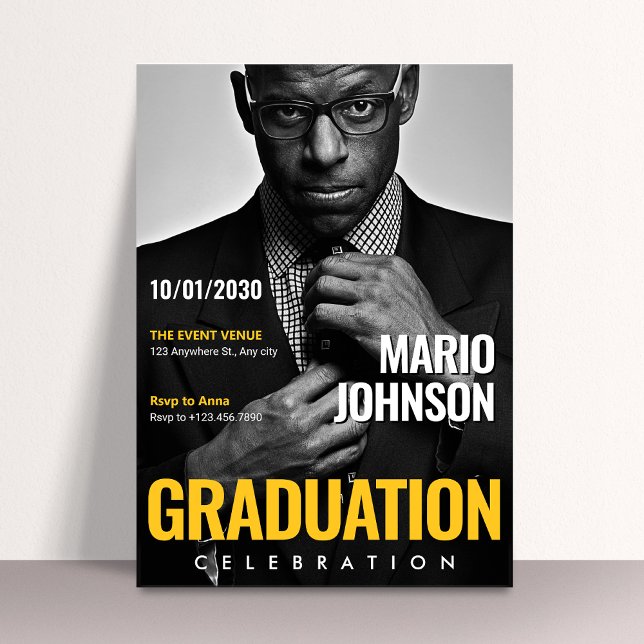 Modern Elegant Photo Magazine Cover Graduation Invitation (Creator Uploaded)