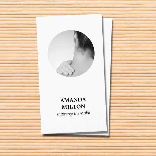 Modern Elegant Photo Massage Therapist Business Ca Business Card