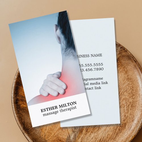 Modern Elegant Photo Massage Therapist Business Card