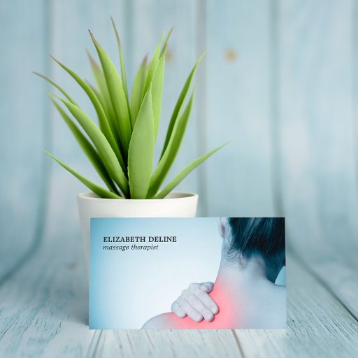 Customizable Modern Elegant Photo Massage Therapist Business Card