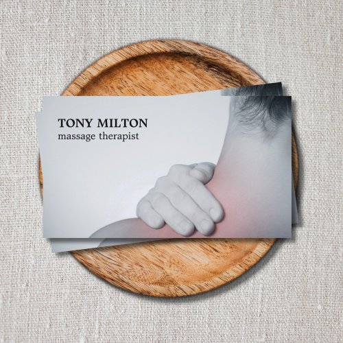 Modern Elegant Photo Massage Therapist  Business Card