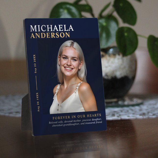 Modern Elegant Photo Memorial Keepsake tabletop Plaque (Creator Uploaded)