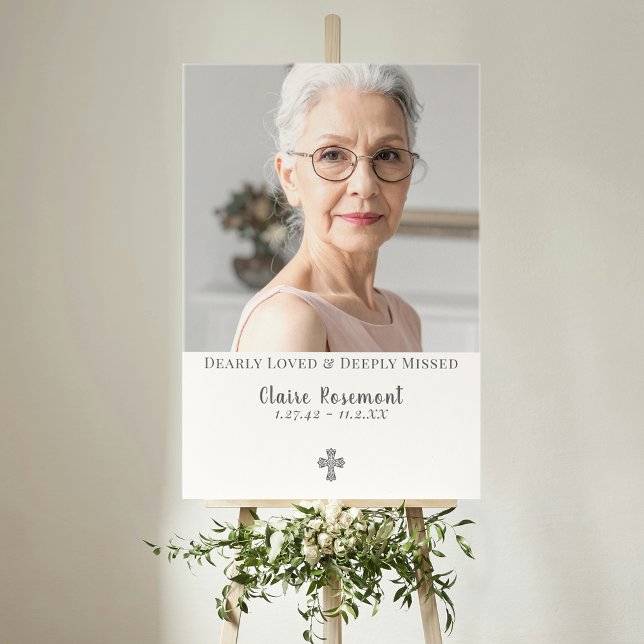 Modern Elegant Photo Memorial Service Sign (Modern Elegant Photo Memorial Service Sign
)