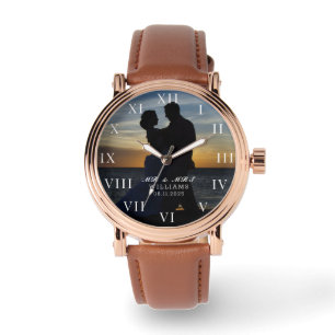 Modern Elegant Photo Newly Wed Wedding Watch