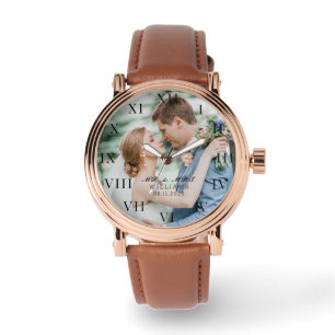 Modern Elegant Photo Newly Wed Wedding Watch