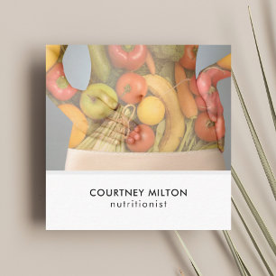 Modern Elegant Photo Nutritionist Health Square Business Card