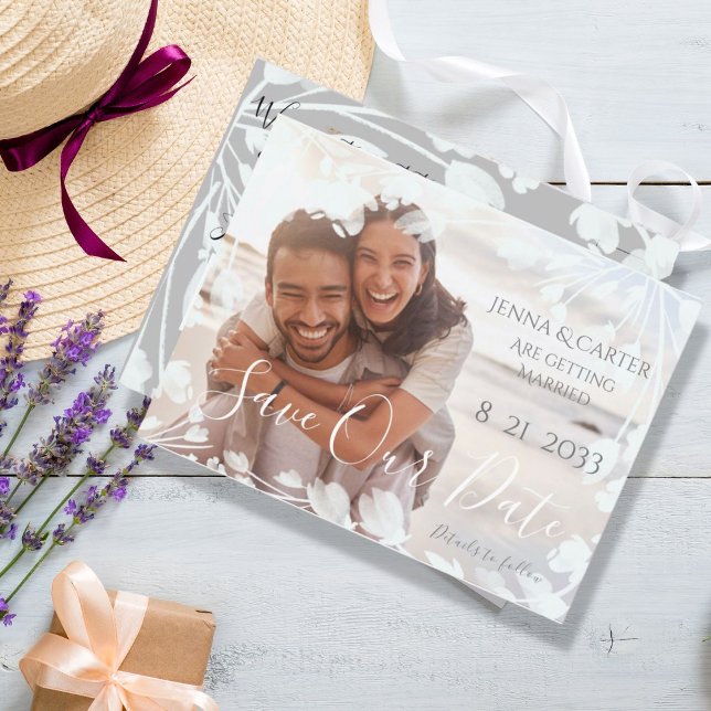 Modern Elegant Photo Overlay Minimalist QRC Announcement Postcard (Creator Uploaded)