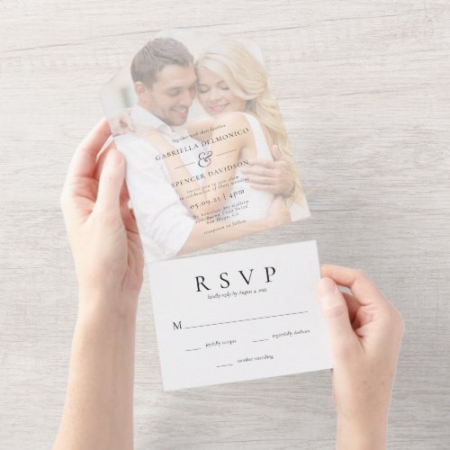 Modern Elegant Photo Overlay Wedding All In One Invitation