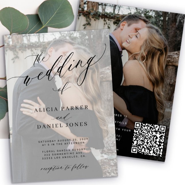 Modern elegant photo QR CODE wedding Invitation (Creator Uploaded)