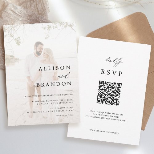 Modern Elegant Photo QR Wedding Invitation