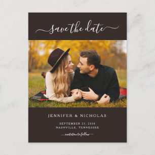 Modern Elegant Photo Save The Date Engagement Announcement Postcard