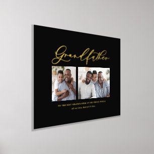 Modern elegant photo script grandfather gift foil prints