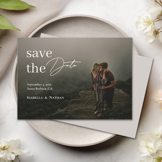 Modern Elegant Photo Script Overlay Wedding Save The Date (Creator Uploaded)