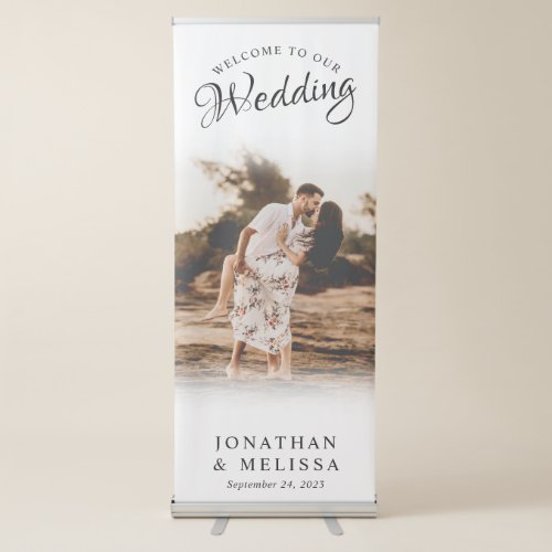 Modern Elegant Photo Script Wedding Welcome Retractable Banner
