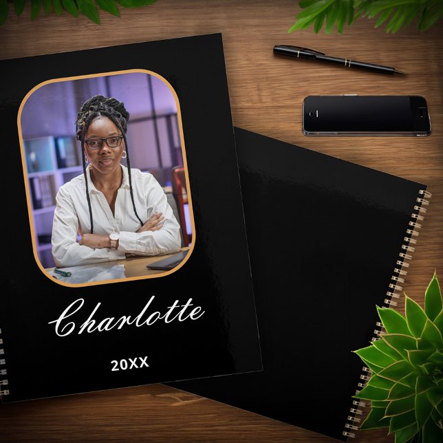 Modern Elegant Photo Stylish Black Personalize Planner (Modern Elegant Photo Stylish Black Personalize Planner is great to use everyday or give as a gift. )
