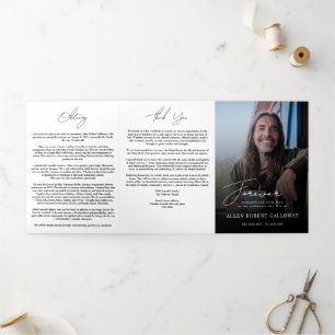 Modern Elegant Photo Tri-Fold Funeral Program