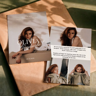 Modern Elegant Photo Typography Script Grad Party  Announcement