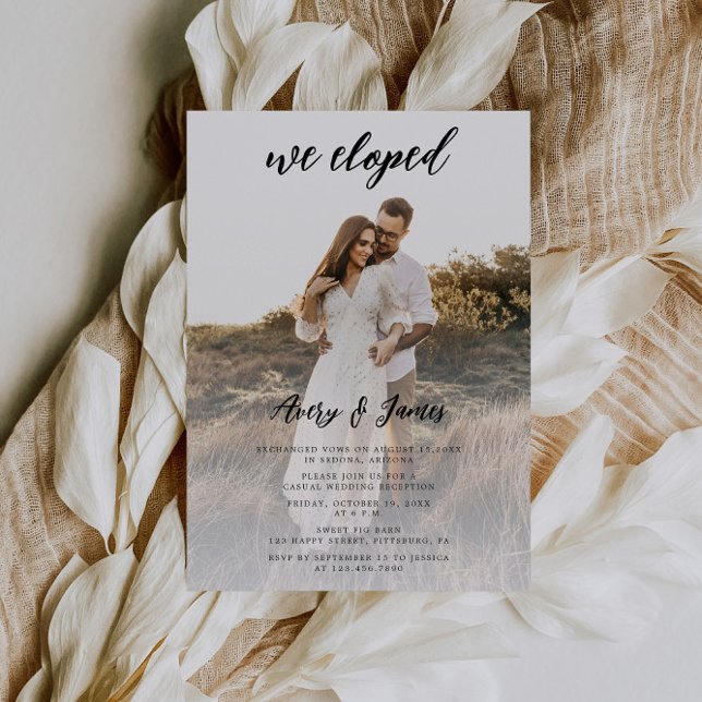 Modern Elegant Photo We Eloped Elopement Wedding  Invitation (Creator Uploaded)