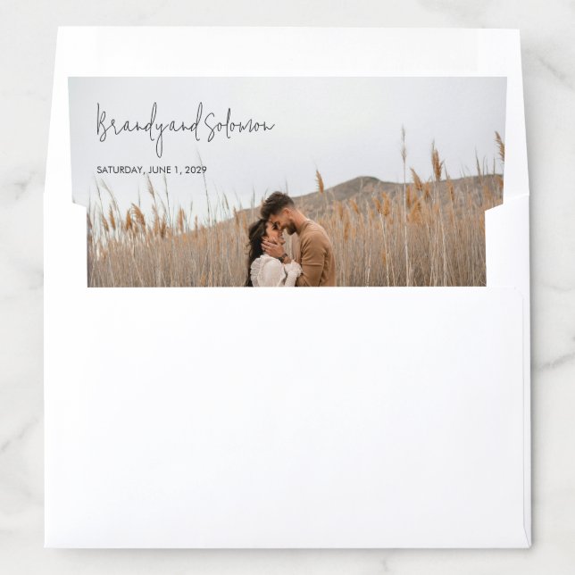 Modern Elegant Photo Wedding Envelope Liner (In Envelope)