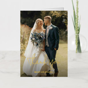 Modern Elegant Photo Wedding Foil Thank You Card
