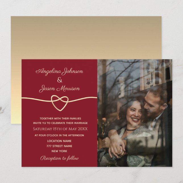 Modern Elegant Photo Wedding Invitation (Front/Back)
