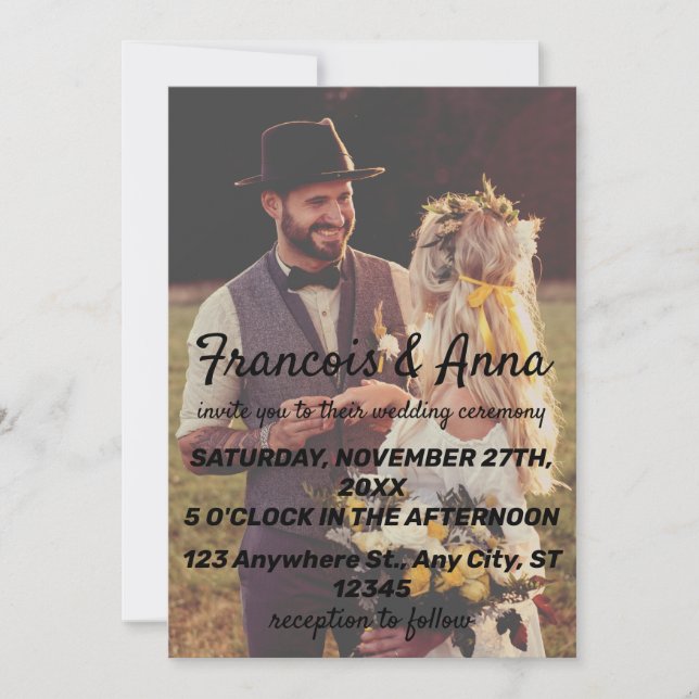Modern Elegant Photo Wedding Invitation (Front)