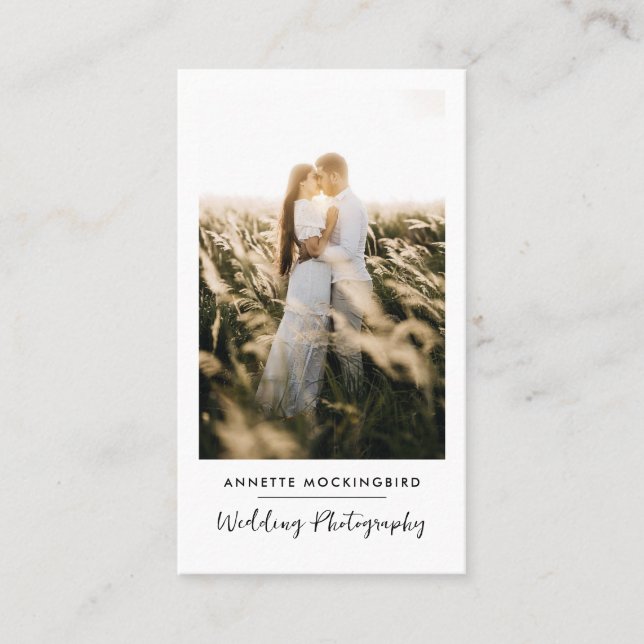 Modern Elegant  Photo Wedding Photography Script Business Card (Front)