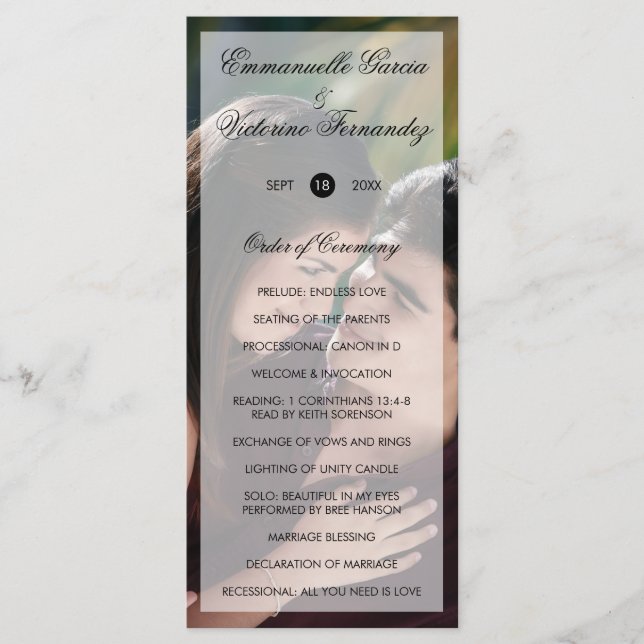 Modern Elegant Photo Wedding Program (Front)