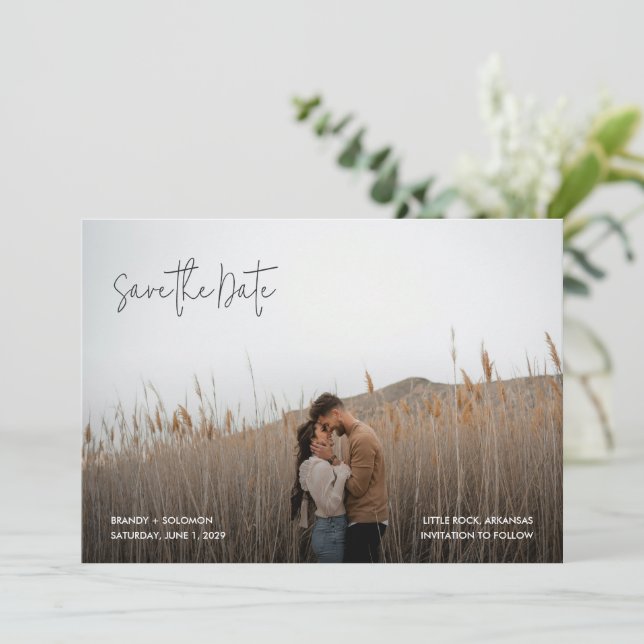 Modern Elegant Photo Wedding Save The Date (Standing Front)