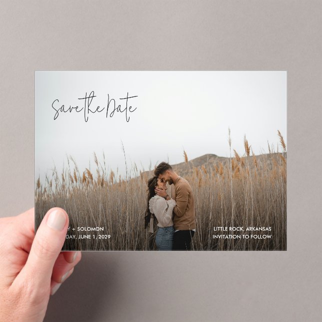 Modern Elegant Photo Wedding Save the Date Acrylic Invitations (Insitu (Handheld))
