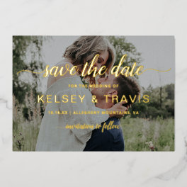 Modern Elegant Photo Wedding Save The Date Gold Foil Invitation