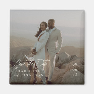 Modern Elegant Photo Wedding Save The Date Magnet
