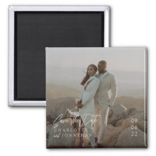 Modern Elegant Photo Wedding Save The Date Magnet