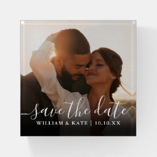Modern Elegant Photo Wedding Save The Date Paperweight