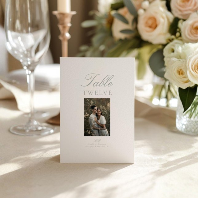 Modern Elegant Photo Wedding Table Number Card (Creator Uploaded)