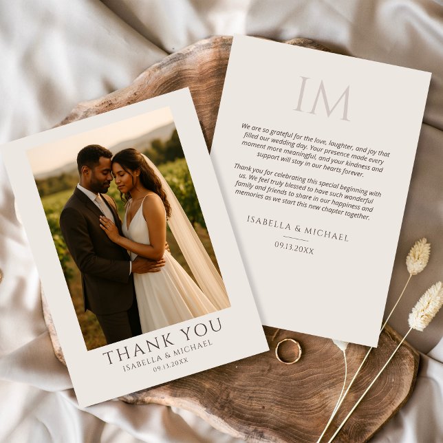 Modern Elegant Photo Wedding  Thank You Card (Creator Uploaded)