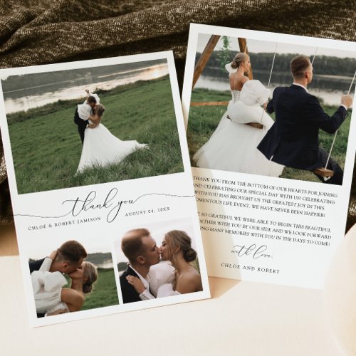 Modern Elegant Photo Wedding Thank You Card