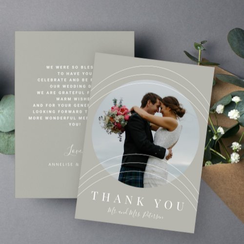 Modern elegant photo wedding  thank you card