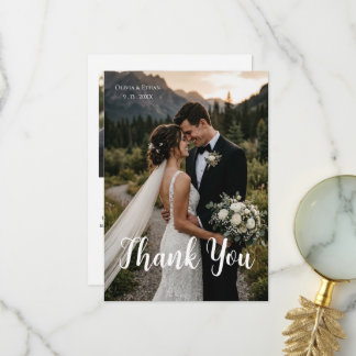 Modern Elegant Photo Wedding Thank You Card